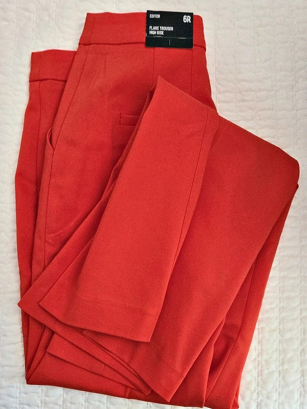 Express Editor High Waisted Flare Trouser Trousers Orange Size 6R